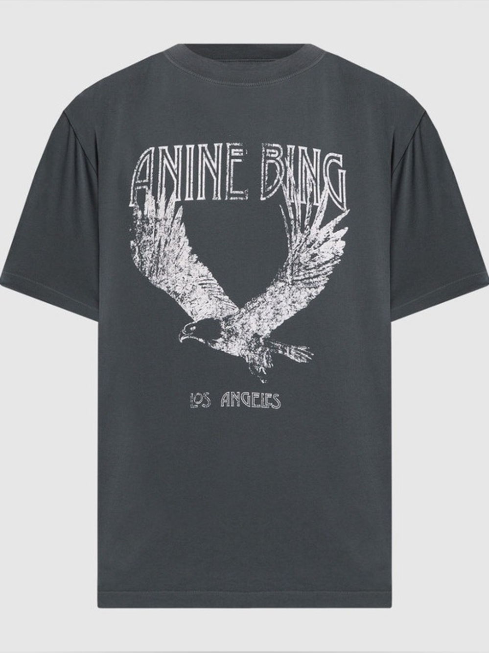 Anine Bing Lili Eagle Graphic Tee In Washed Black